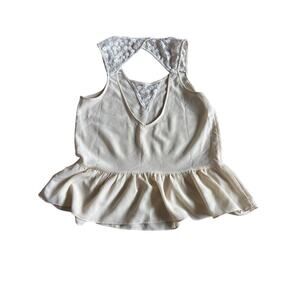 Y2K Tobi Lace Back Peplum Blouse Cream Size S